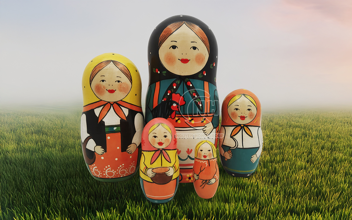 Búp bê Matryoshka em bé truyền thống Nga