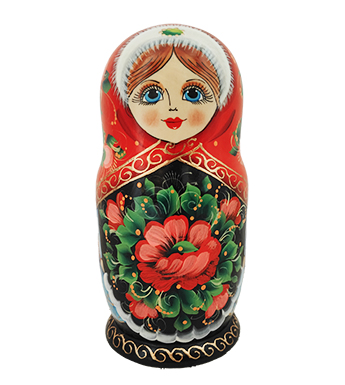 Búp bê Matryoshka đóa hồng đỏ thắm