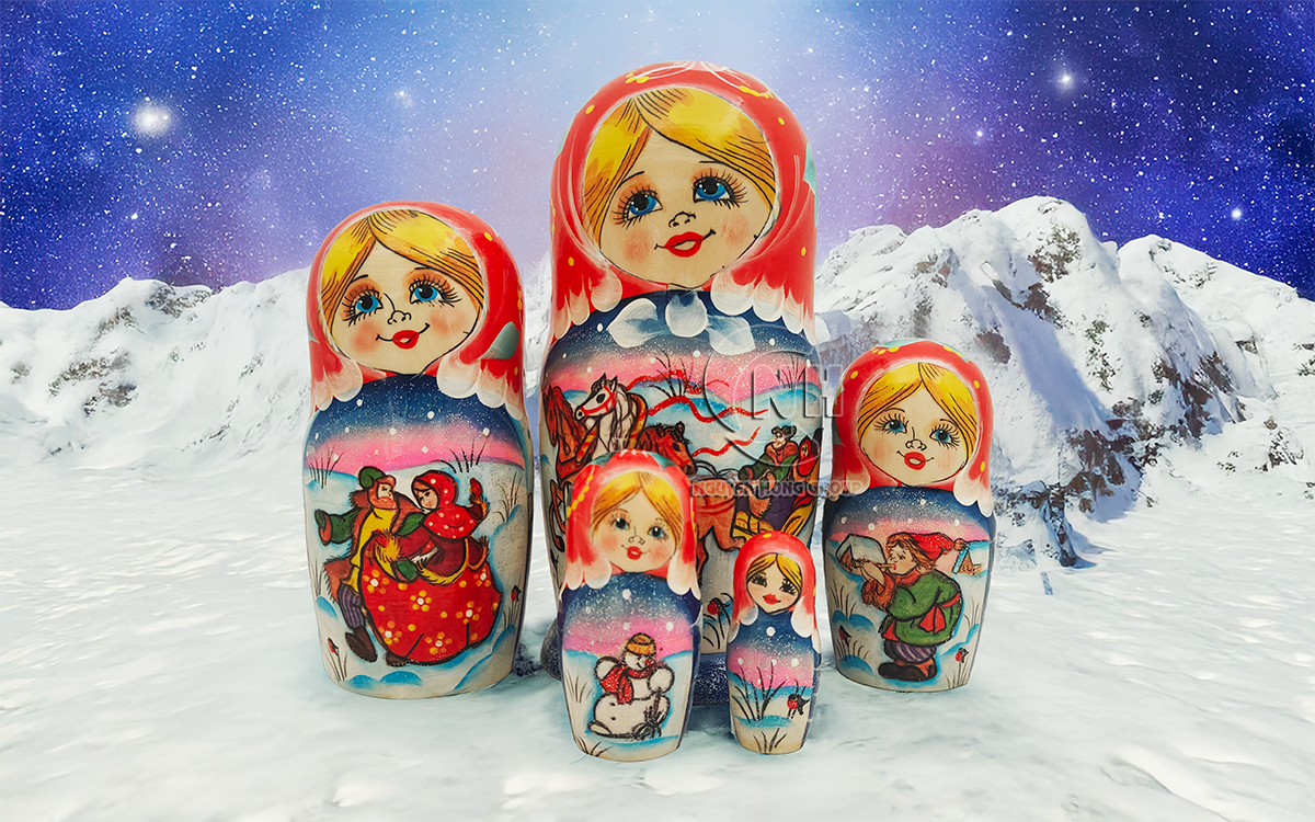 Búp bê Matryoshka lễ hội mùa đông