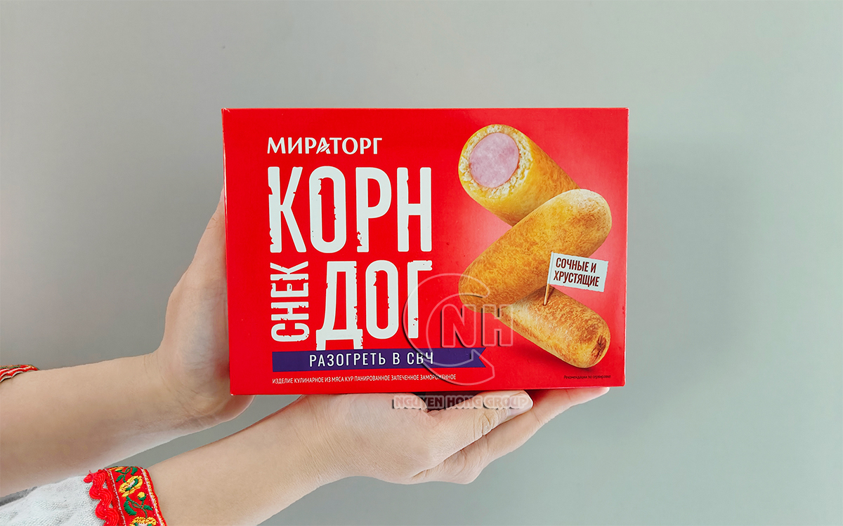 Xúc xích gà bọc bột chiên Miratorg